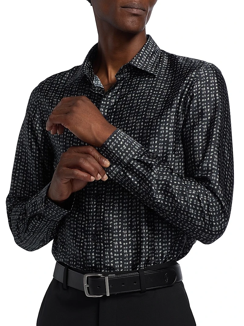 Charcoal Lines Stretch Sport Shirt