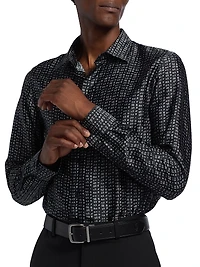 Charcoal Lines Stretch Sport Shirt