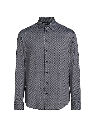 Geometric Button-Front Sport Shirt