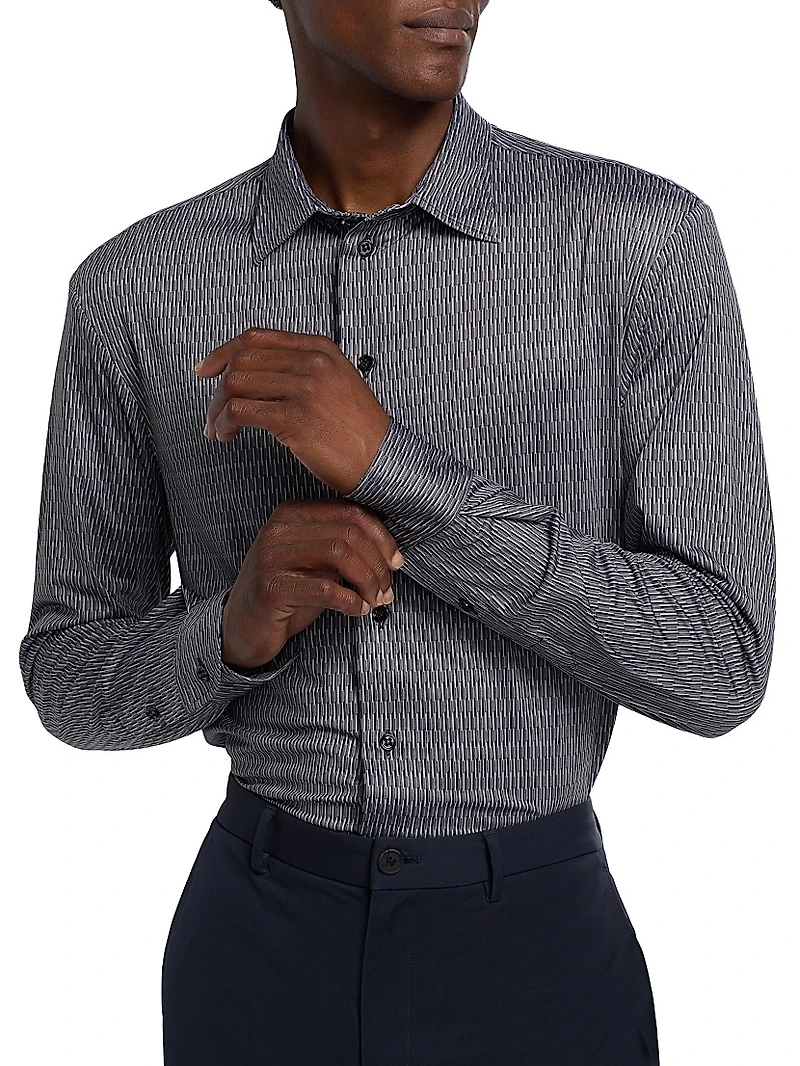 Geometric Button-Front Sport Shirt