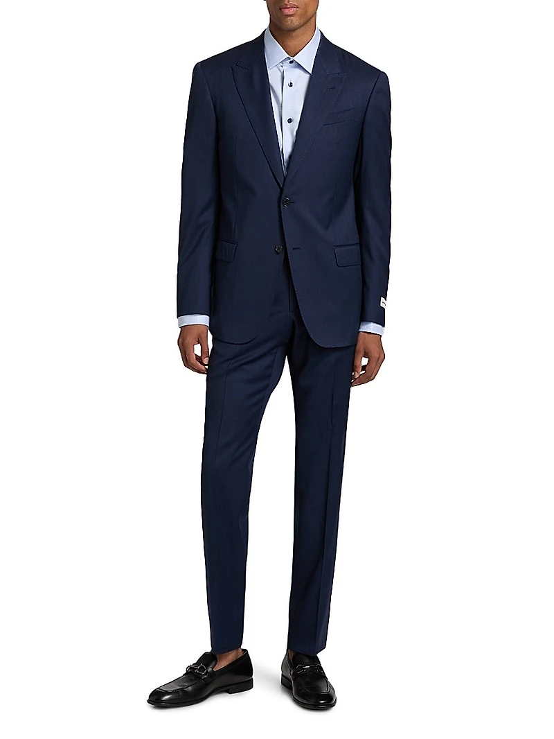 G-Line Herringbone Wool Single-Breasted Suit