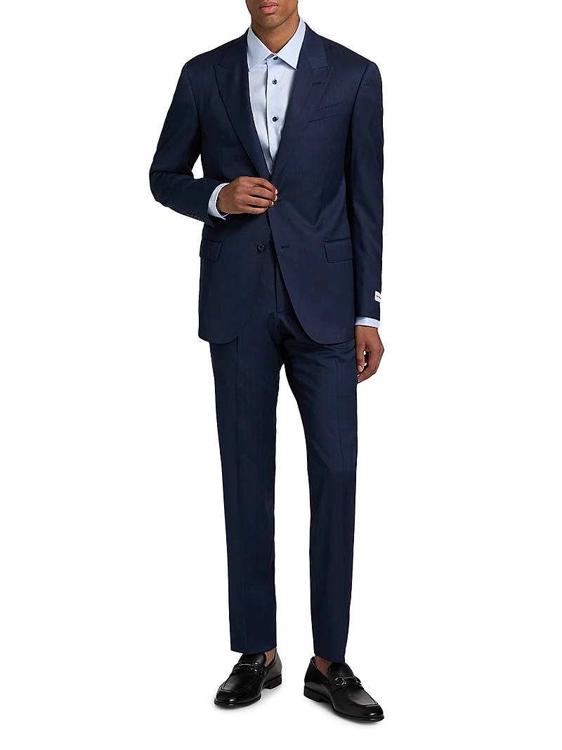 G-Line Herringbone Wool Single-Breasted Suit