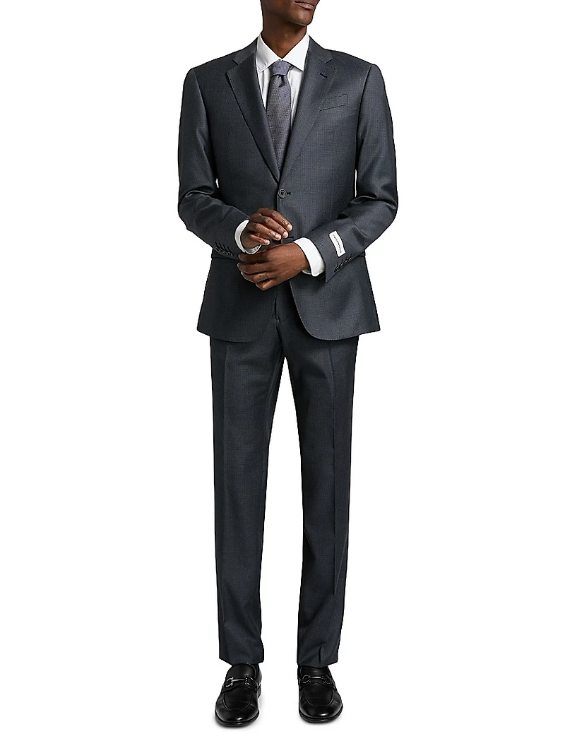 Micro Check Wool Single-Breasted Suit