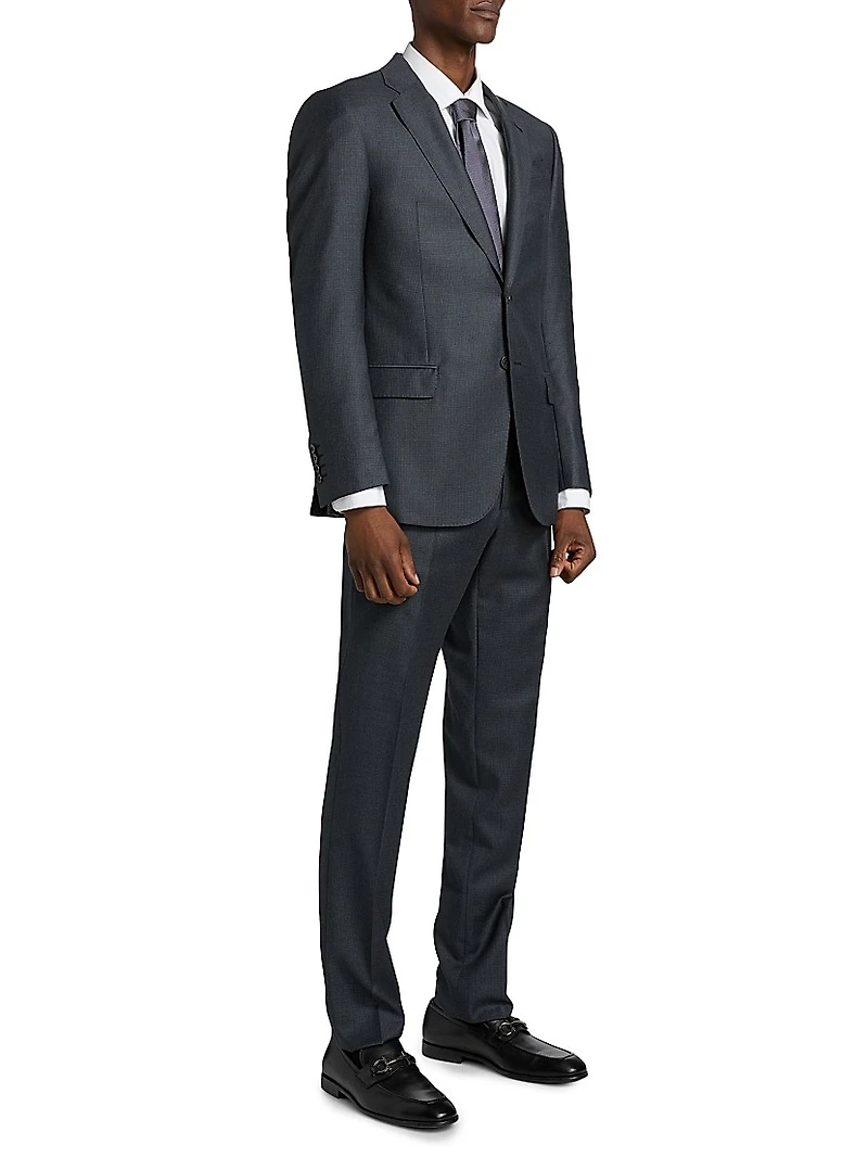 Micro Check Wool Single-Breasted Suit
