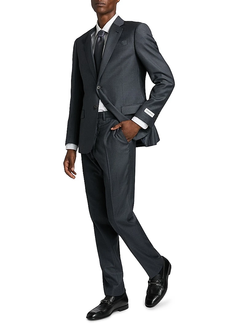 Micro Check Wool Single-Breasted Suit