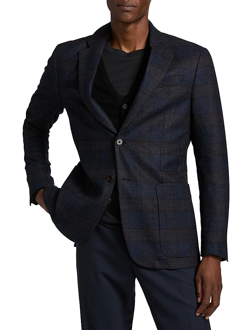 Patch Pocket Plaid Wool Sport Coat