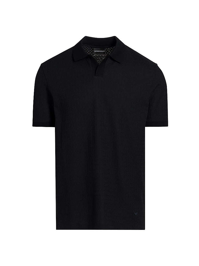 Chain Stitch Cotton Polo Shirt