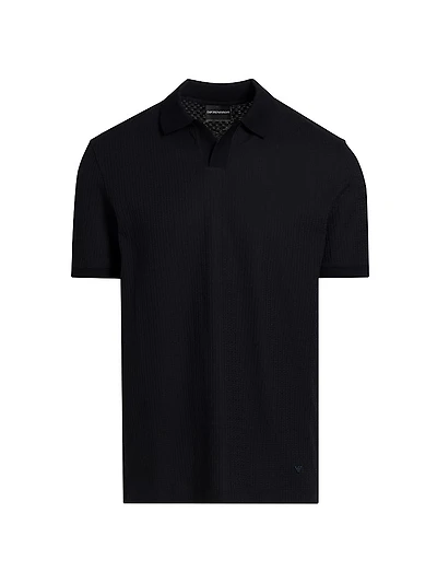 Chain Stitch Cotton Polo Shirt