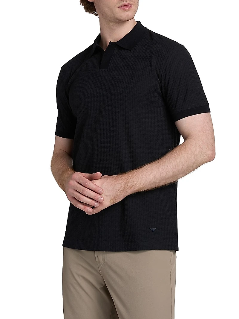 Chain Stitch Cotton Polo Shirt