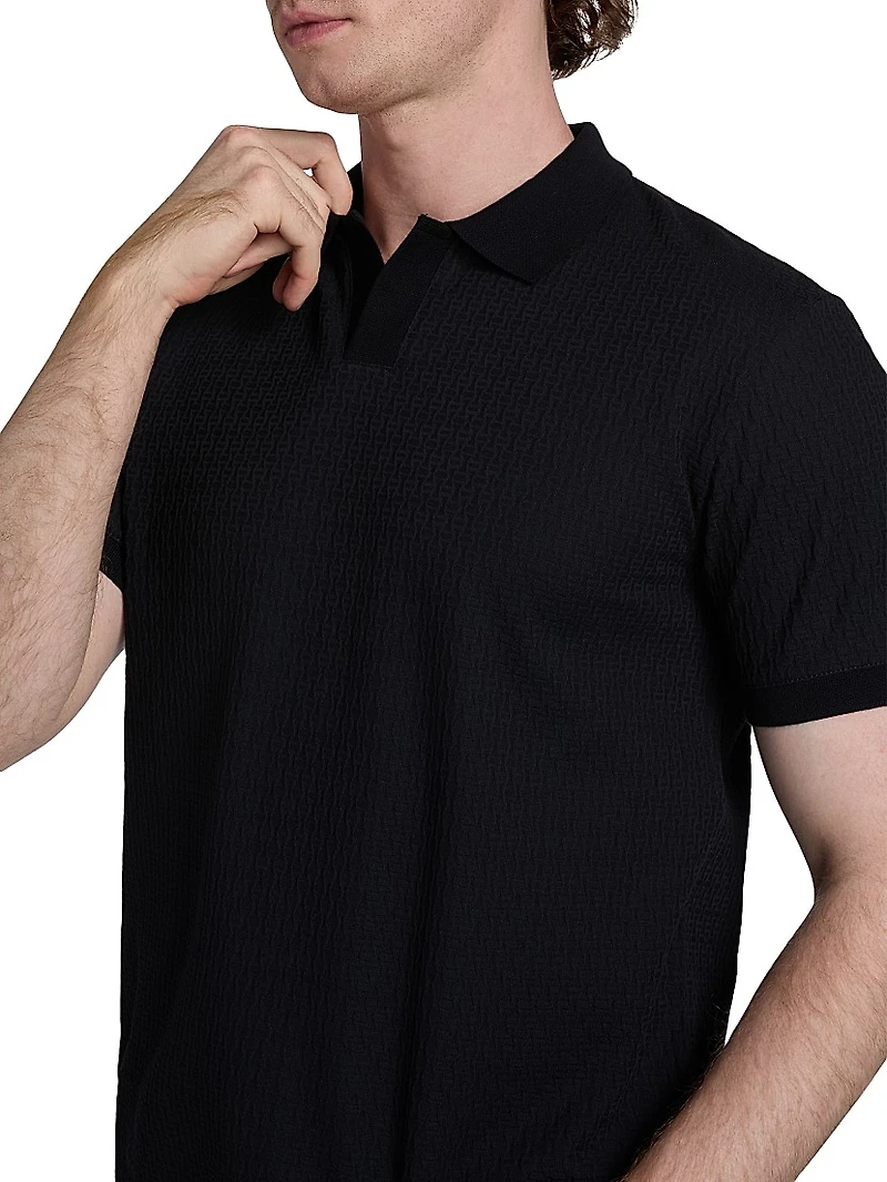 Chain Stitch Cotton Polo Shirt