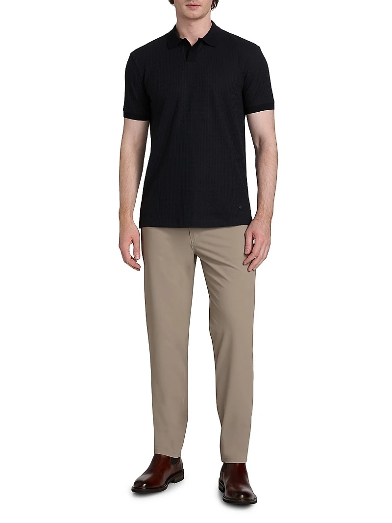 Chain Stitch Cotton Polo Shirt