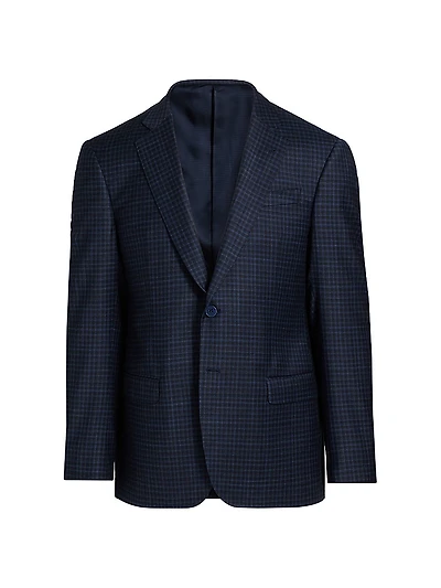 Box Plaid Stretch Wool Sport Coat