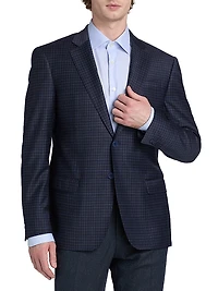 Box Plaid Stretch Wool Sport Coat