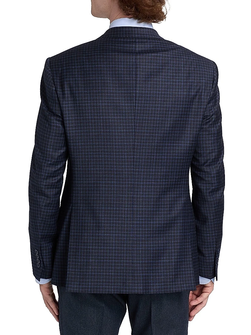 Box Plaid Stretch Wool Sport Coat