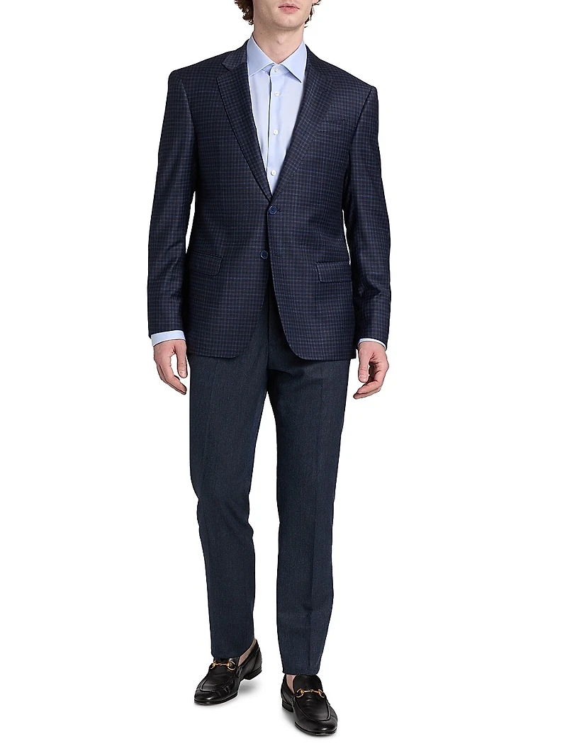 Box Plaid Stretch Wool Sport Coat