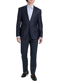 Box Plaid Stretch Wool Sport Coat