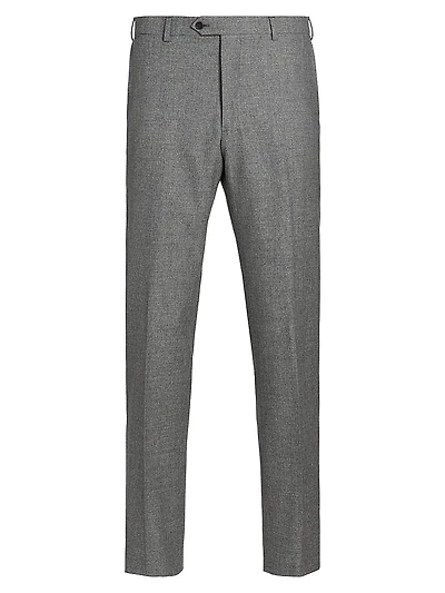 Flat Front Wool-Cotton Trousers