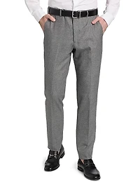 Flat Front Wool-Cotton Trousers