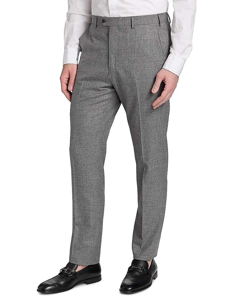 Flat Front Wool-Cotton Trousers