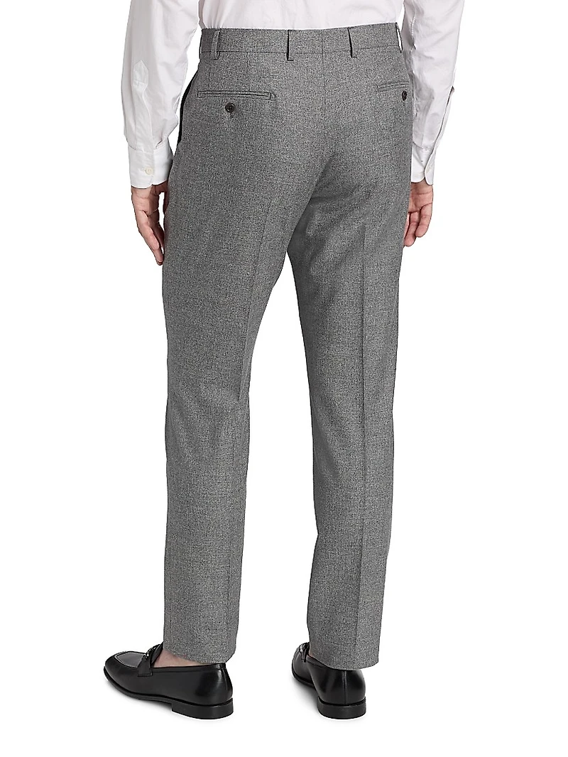 Flat Front Wool-Cotton Trousers