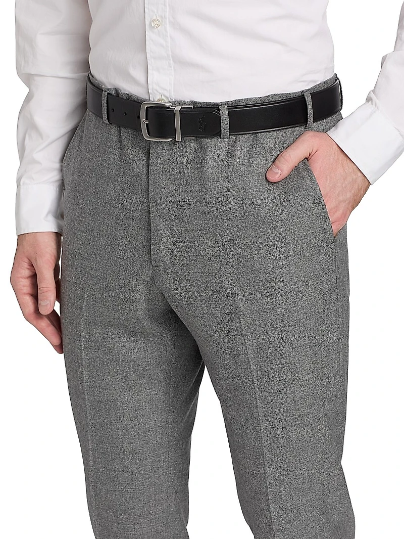 Flat Front Wool-Cotton Trousers