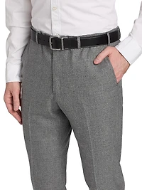 Flat Front Wool-Cotton Trousers