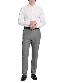 Flat Front Wool-Cotton Trousers