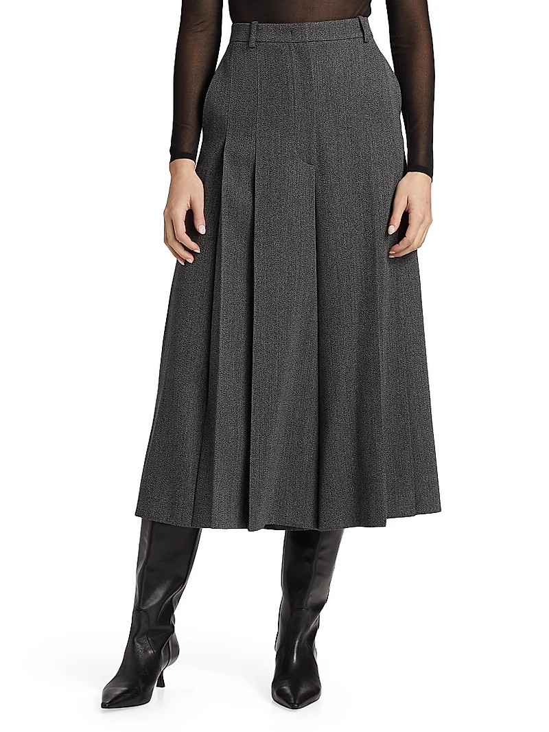 Wool Wide-Leg Culotte Pants