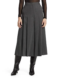 Wool Wide-Leg Culotte Pants