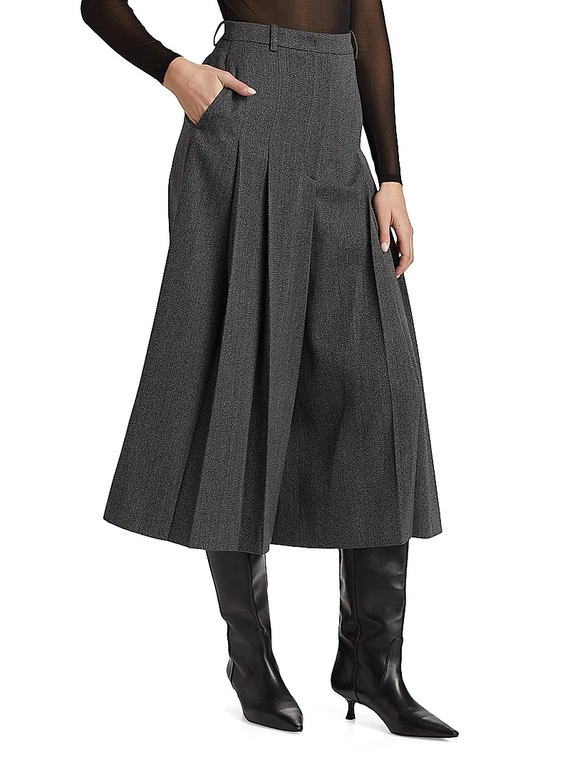 Wool Wide-Leg Culotte Pants