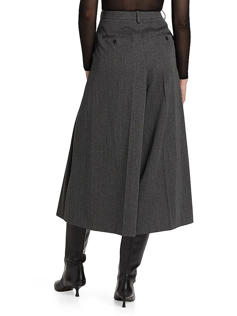Wool Wide-Leg Culotte Pants