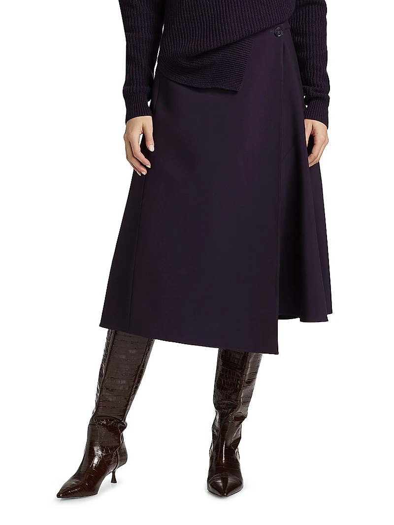 Draped Wool Wrap Skirt