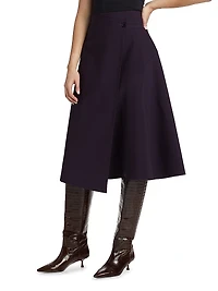 Draped Wool Wrap Skirt