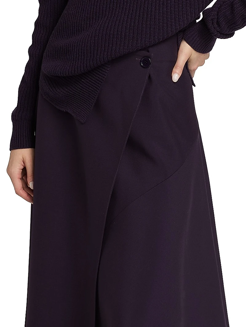 Draped Wool Wrap Skirt