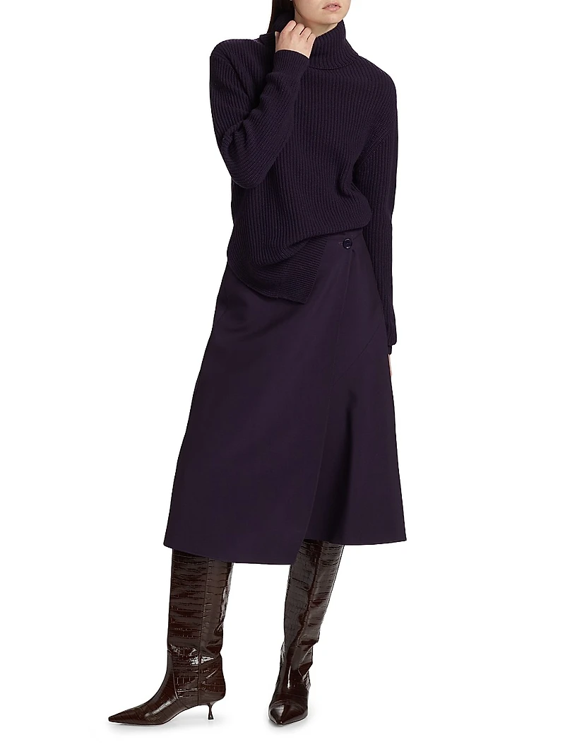 Draped Wool Wrap Skirt
