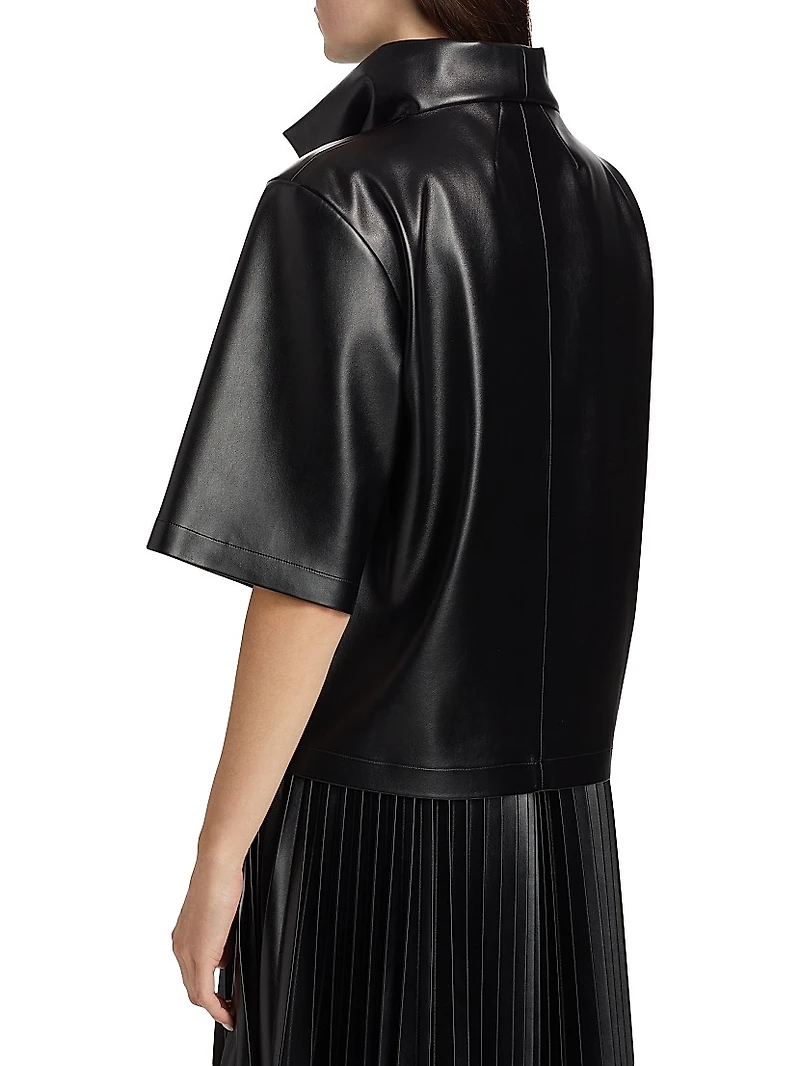 Faux-Leather Cowlneck Shirt