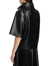 Faux-Leather Cowlneck Shirt