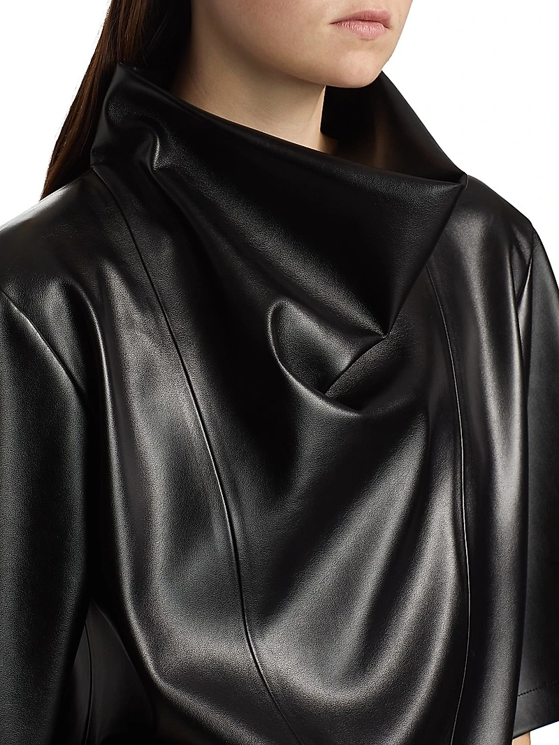 Faux-Leather Cowlneck Shirt