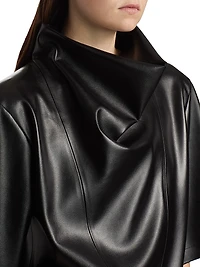 Faux-Leather Cowlneck Shirt