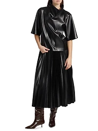 Faux-Leather Cowlneck Shirt