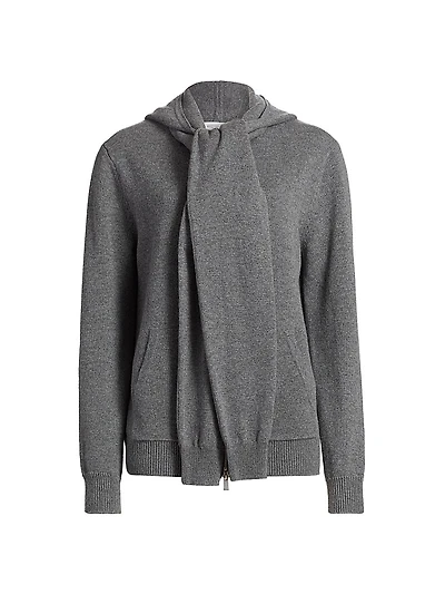 Cashmere Scarf Zip-Front Hoodie