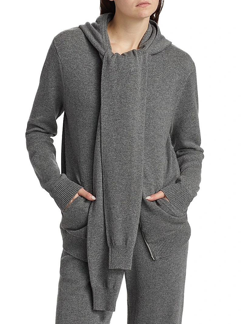 Cashmere Scarf Zip-Front Hoodie