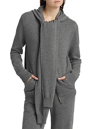 Cashmere Scarf Zip-Front Hoodie