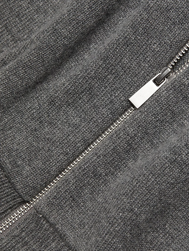 Cashmere Scarf Zip-Front Hoodie