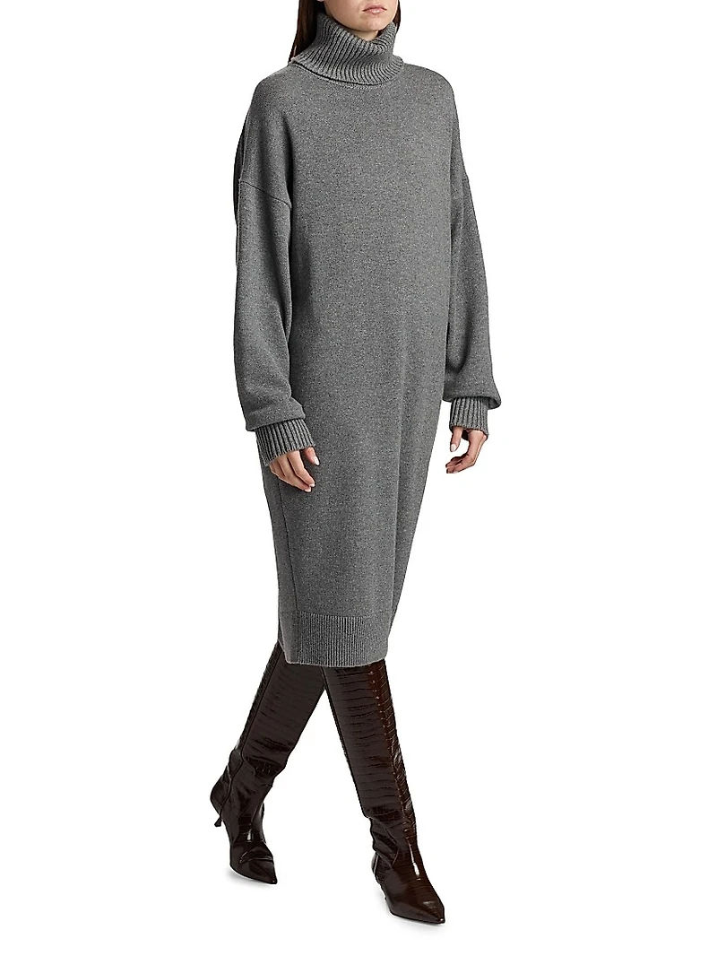 Cashmere Oversized Turtleneck Midi-Sweaterdress