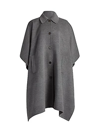 Virgin Wool Button-Front Poncho Coat