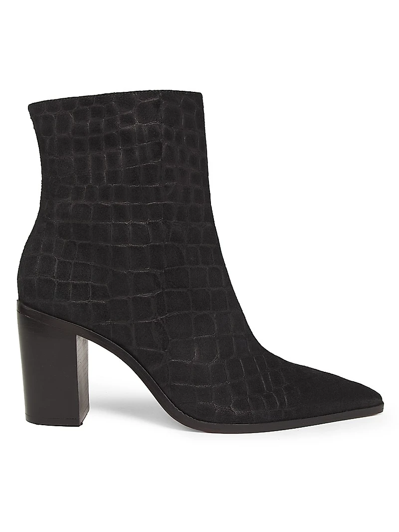 Mary 85MM Croc-Embossed Suede Ankle Boots