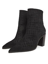Mary 85MM Croc-Embossed Suede Ankle Boots