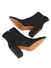 Mary 85MM Croc-Embossed Suede Ankle Boots