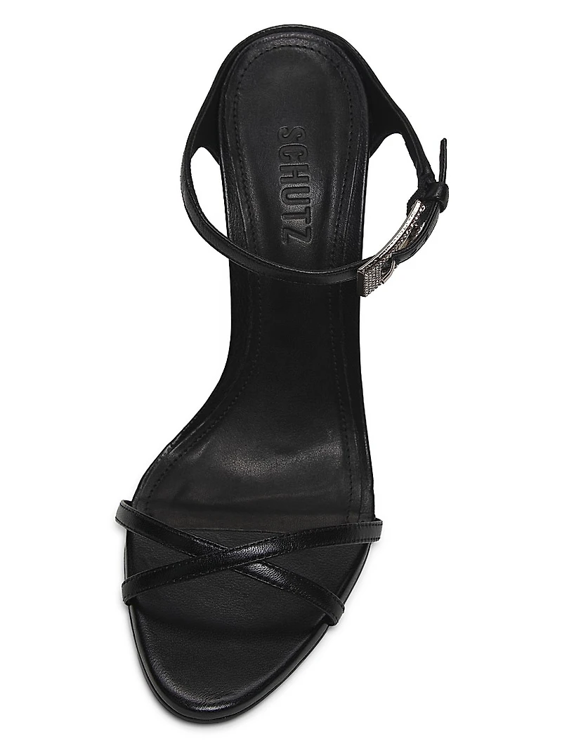Aileen Glam 110MM Crystal-Buckle Leather Sandals